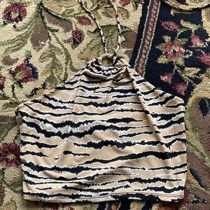 Tiger print halter top with tie